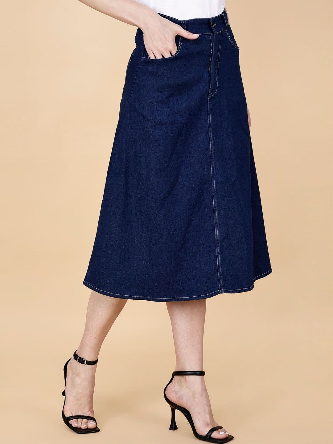 Codaisy Women Denim Midi A-Line Skirt - view 1