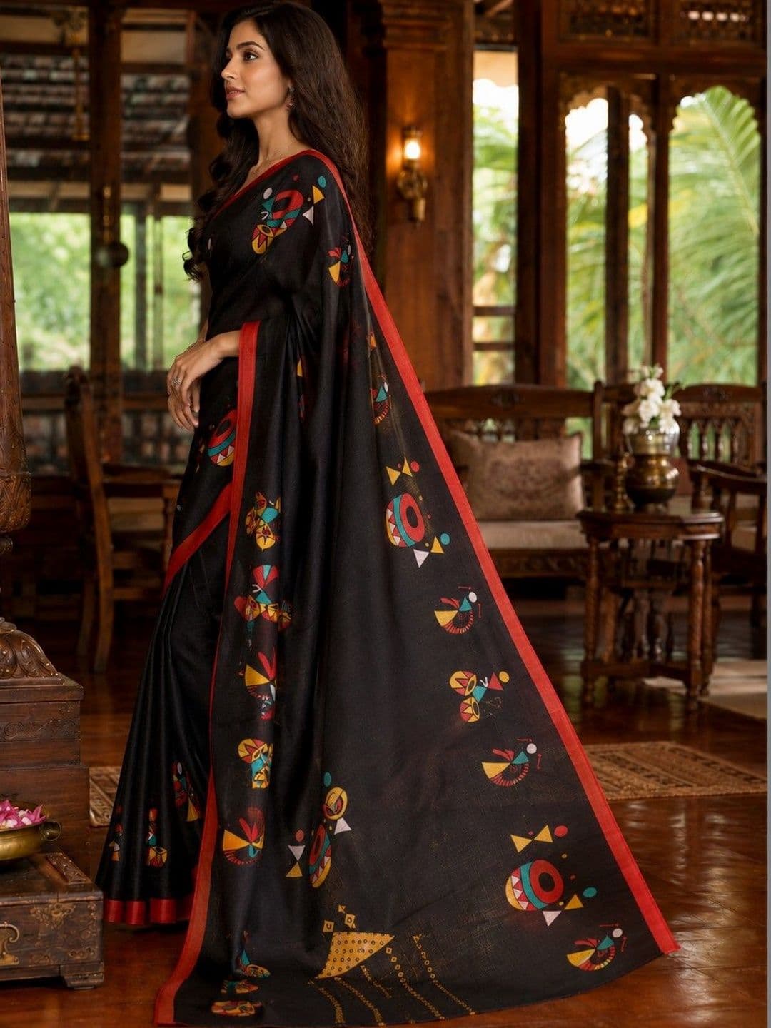 KALINI Warli Printed Art Silk Saree - view 1