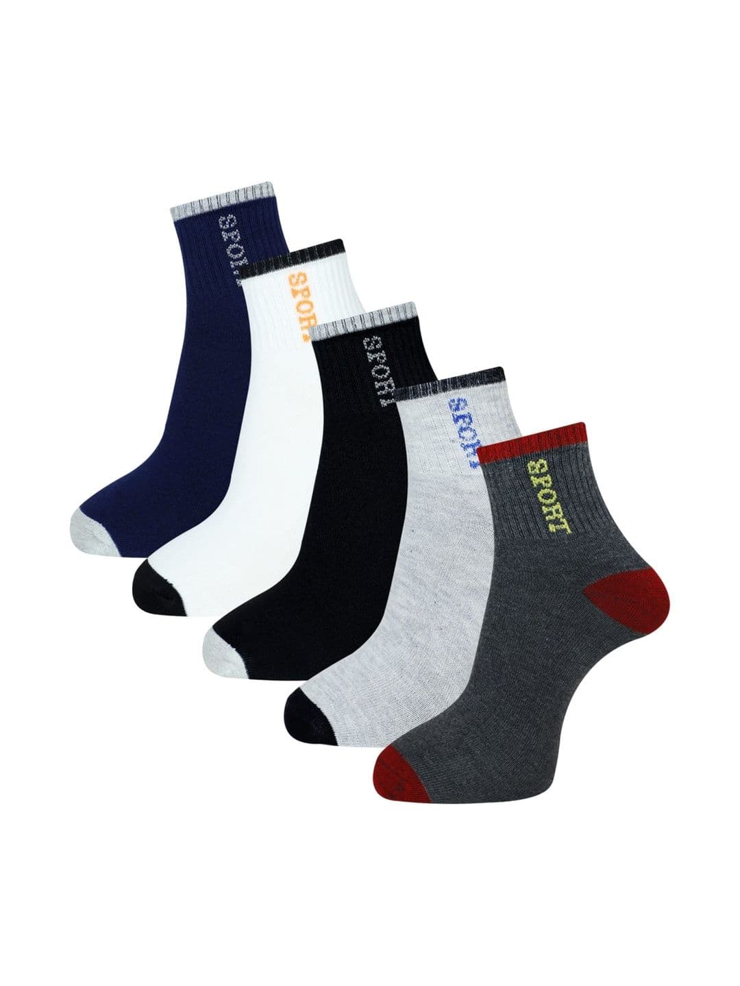 Akeeta Men Pack of 5 Cotton Assorted Colourblocked Ankle Length Socks - view 1