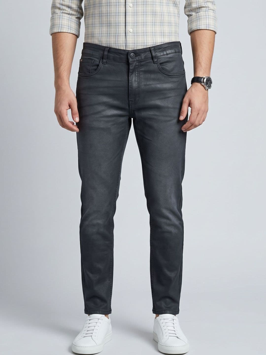 U.S. PITCHERS Men Narrow Slim Fit Low-Rise Light Fade Stretchable Jeans - view 1