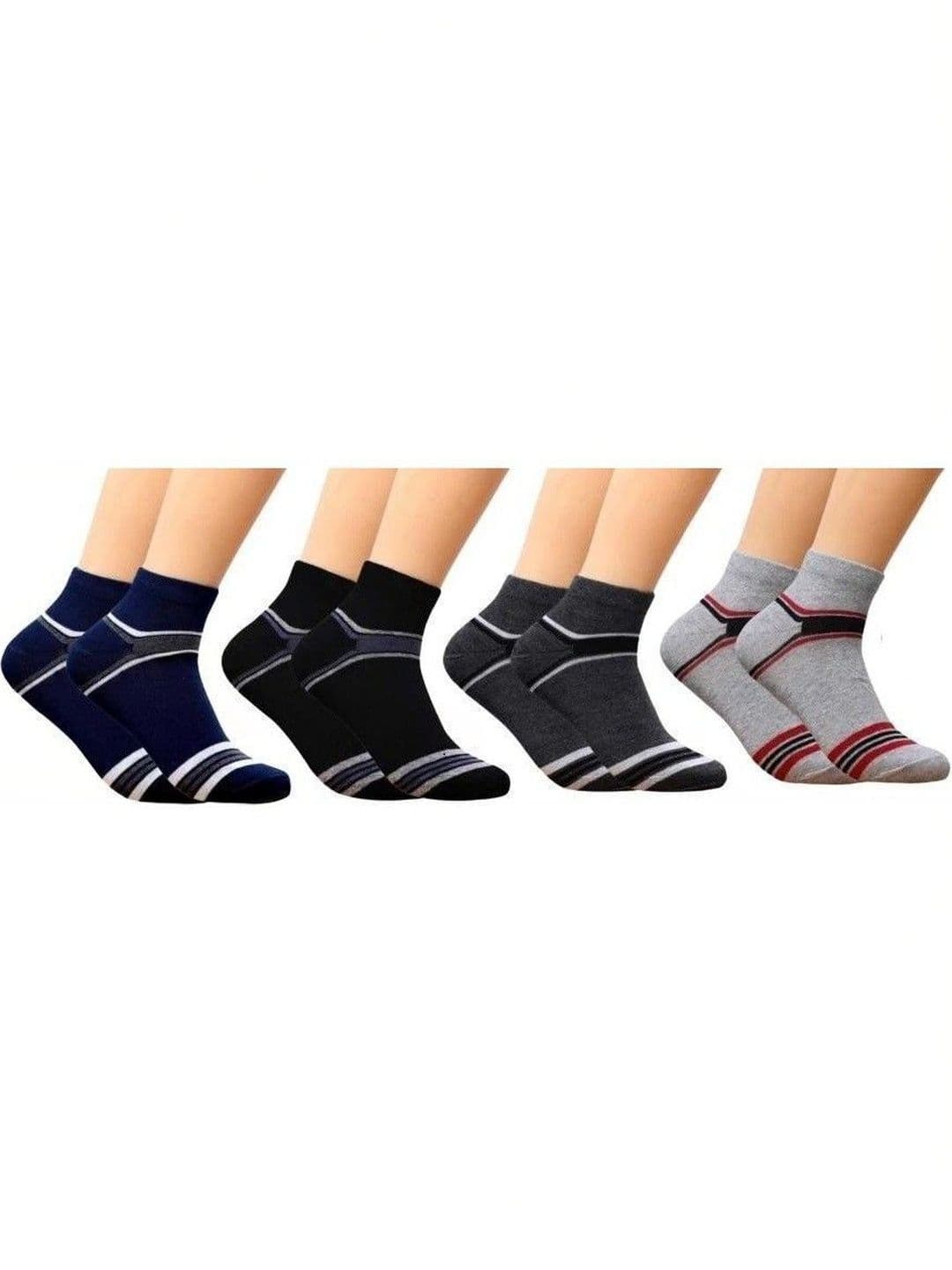 Akeeta Men Pack of 4 Cotton Assorted Striped Above Ankle Socks - view 1