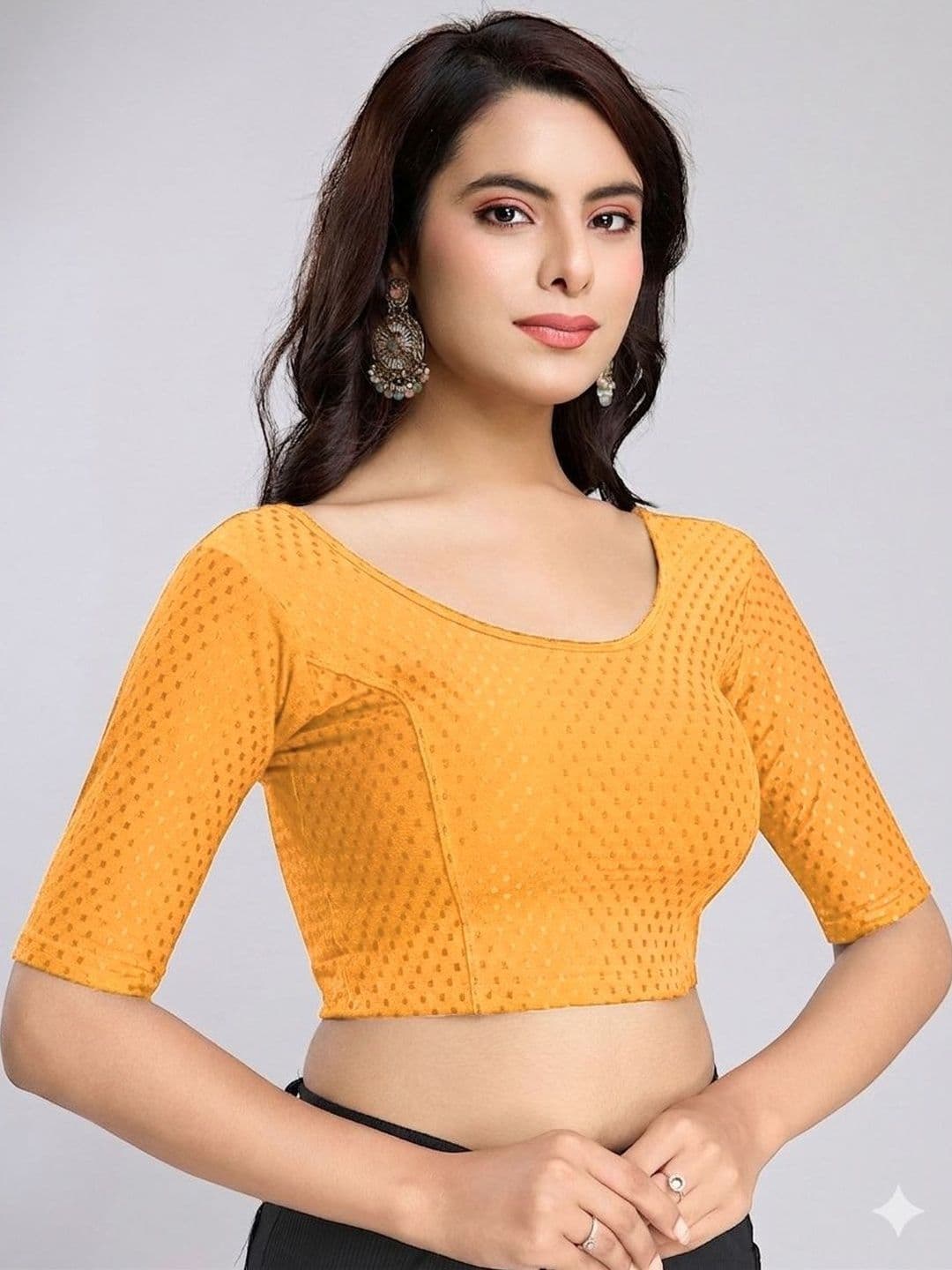 SHREEJI DESIGNER Woven Design Fully Strechable Cotton Saree Blouse - view 1