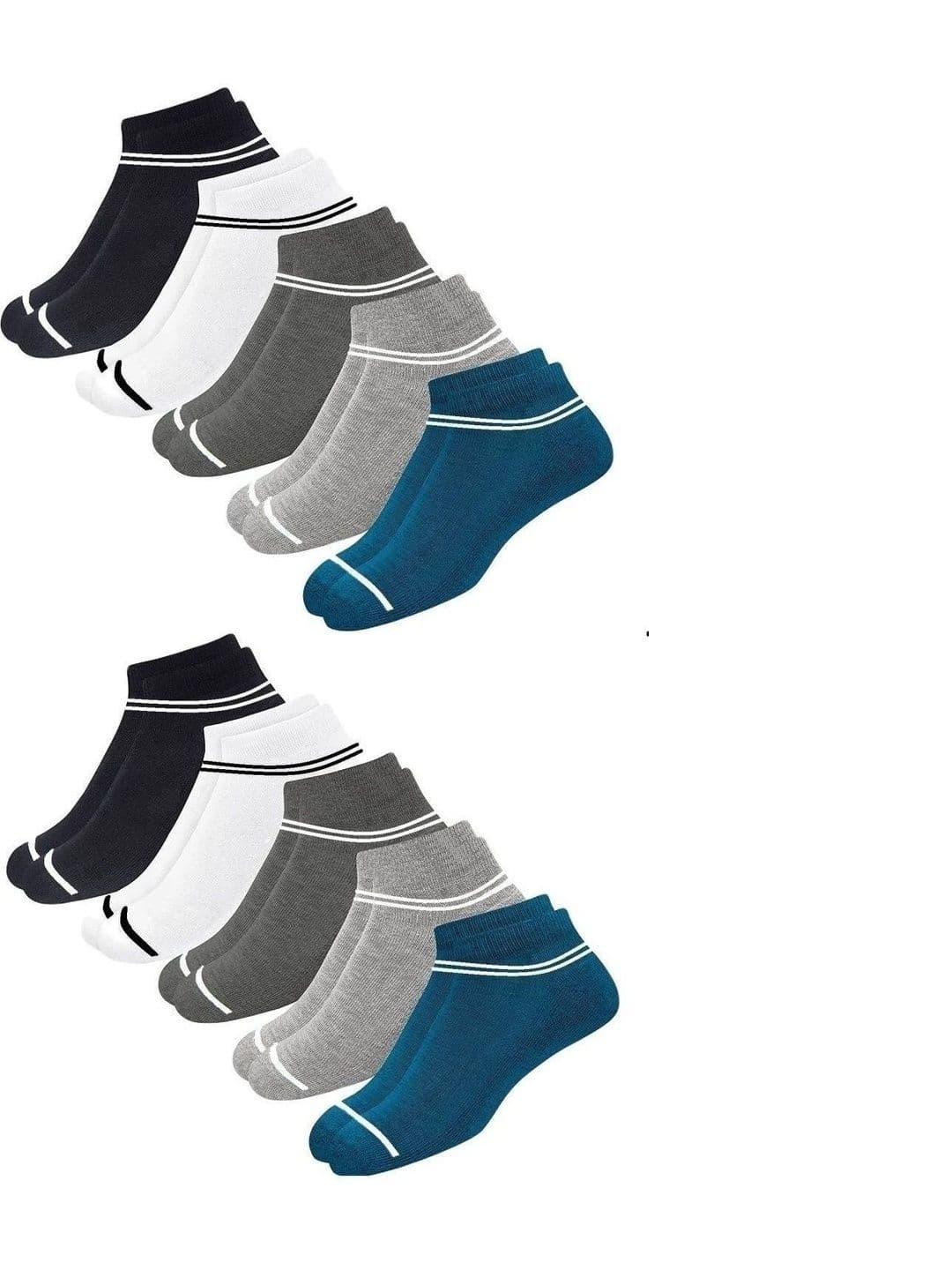 Akeeta Men Pack of 10 Cotton Assorted Striped Ankle Length Socks - view 1