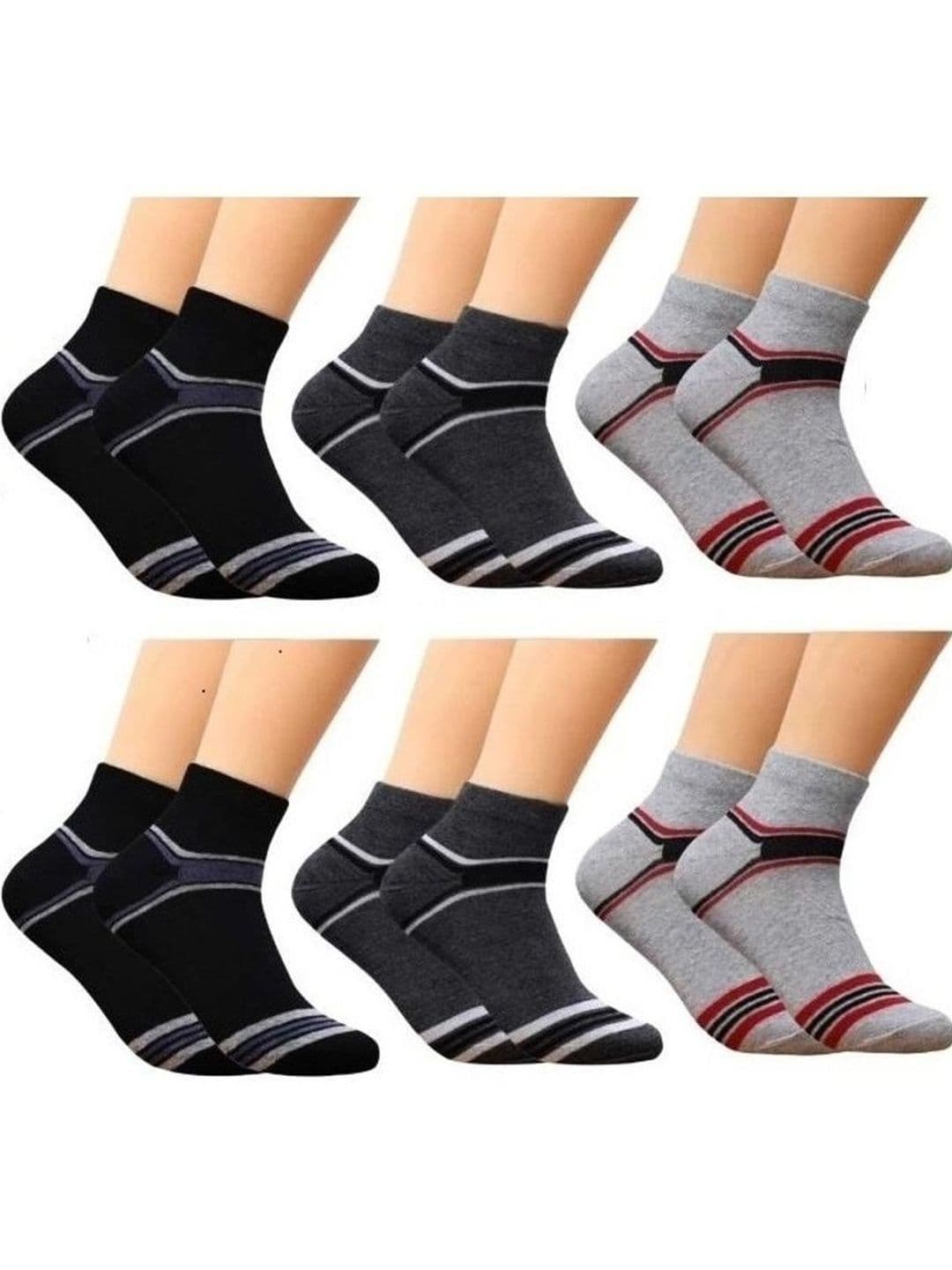 akeet trend Men Pack of 6 Cotton Assorted Striped Ankle Length Socks - view 1