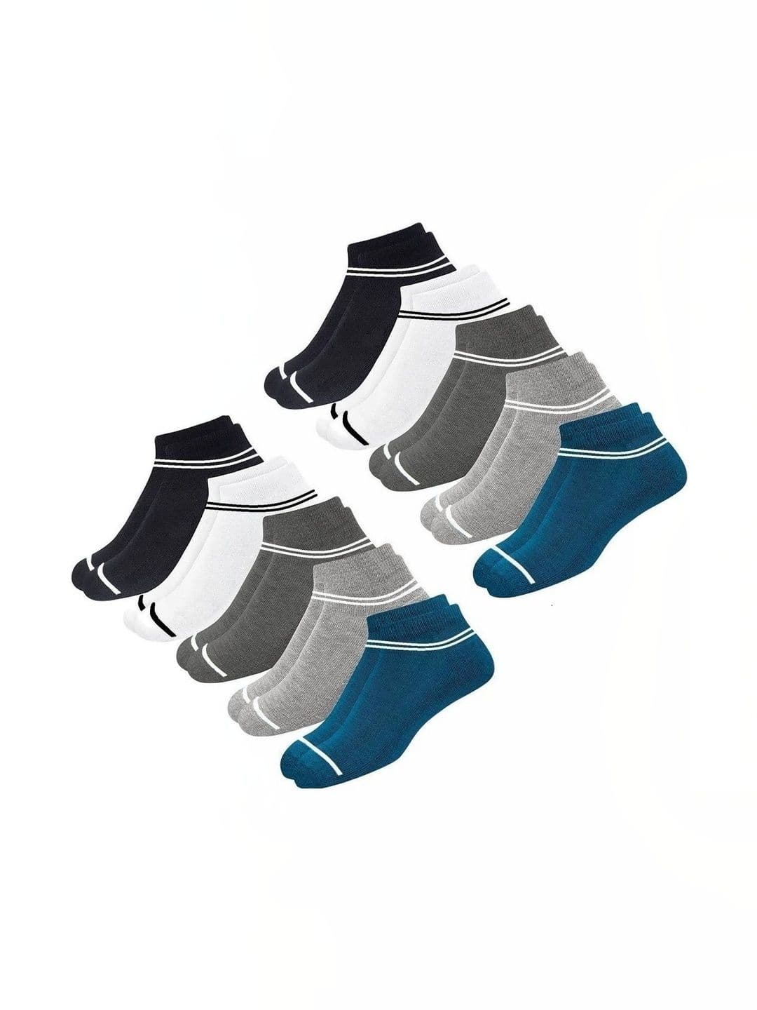 Akeeta Men Pack of 10 Cotton Assorted Striped Ankle Length Socks - view 1