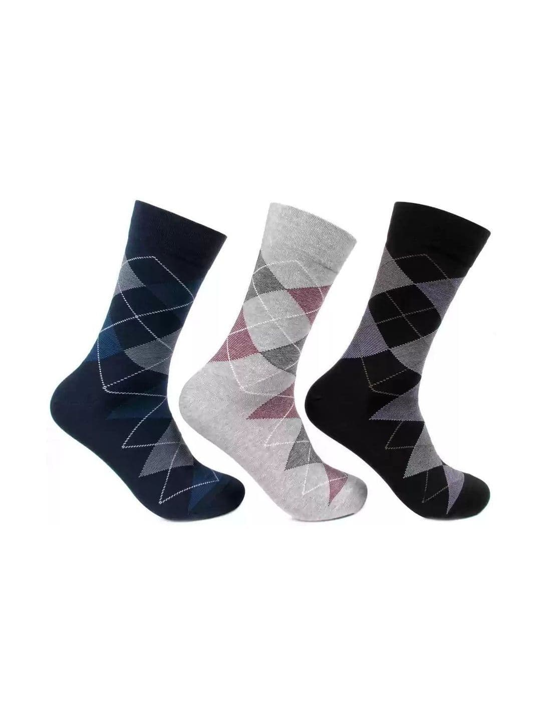 akeet trend Men Pack of 3 Cotton Assorted Patterned Calf Length Socks - view 1