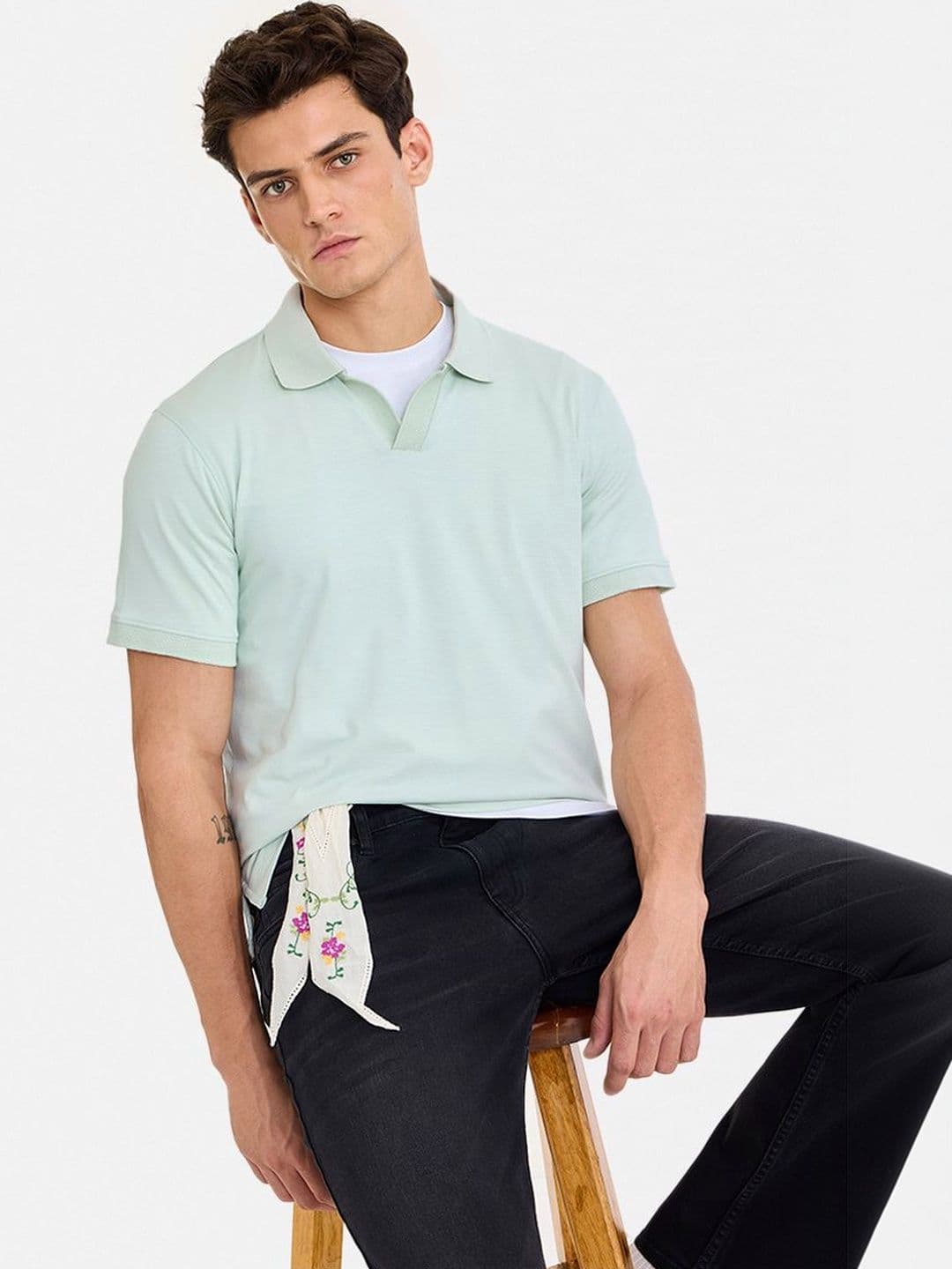 Snitch Men Polo Collar Applique T-shirt - view 1