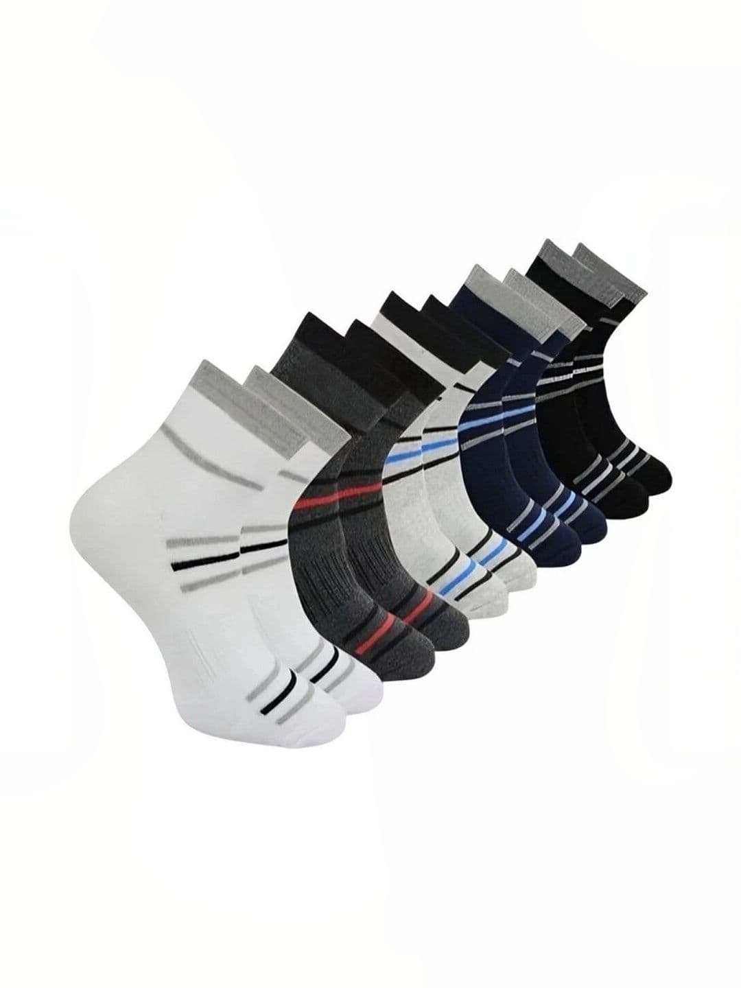 Akeeta Men Pack of 10 Cotton Assorted Striped Ankle Length Socks - view 1