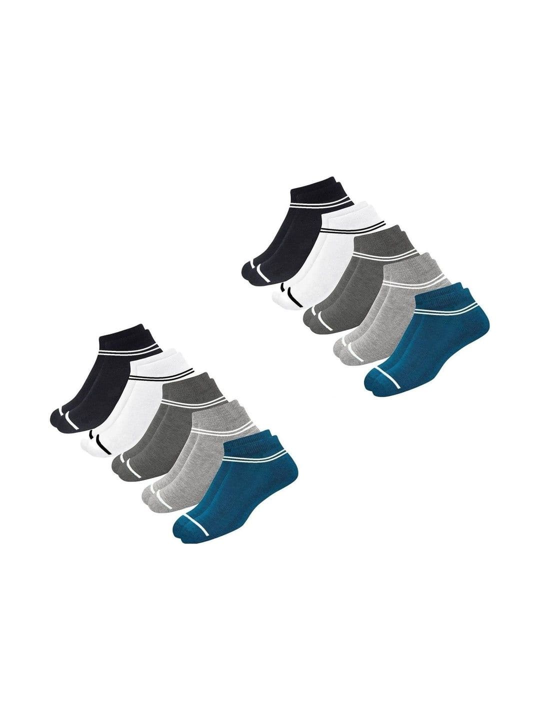 Akeeta Men Pack of 10 Cotton Assorted Striped Ankle Length Socks - view 1