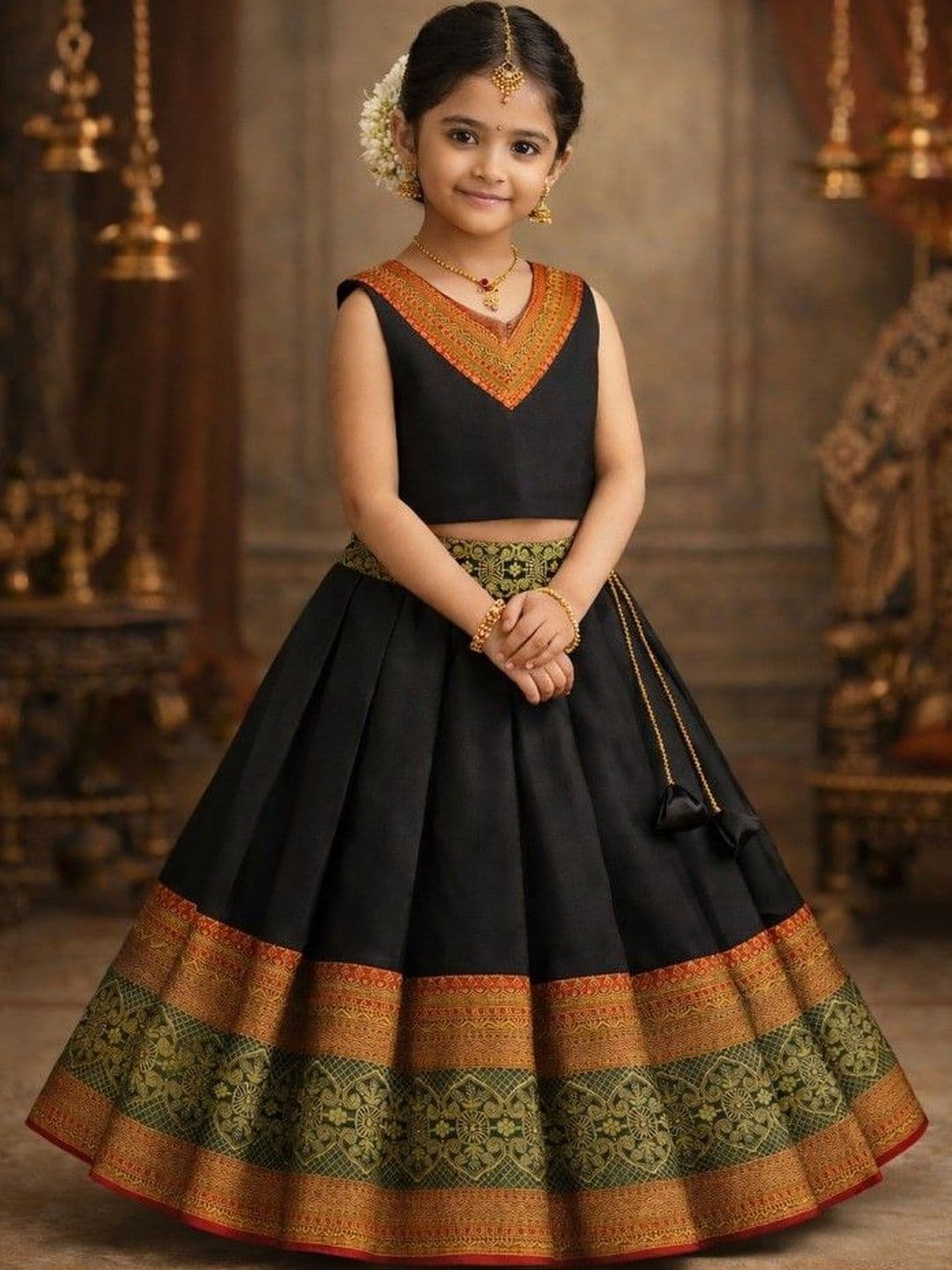amzira Girls Embellished Ready to Wear Lehenga & - view 1