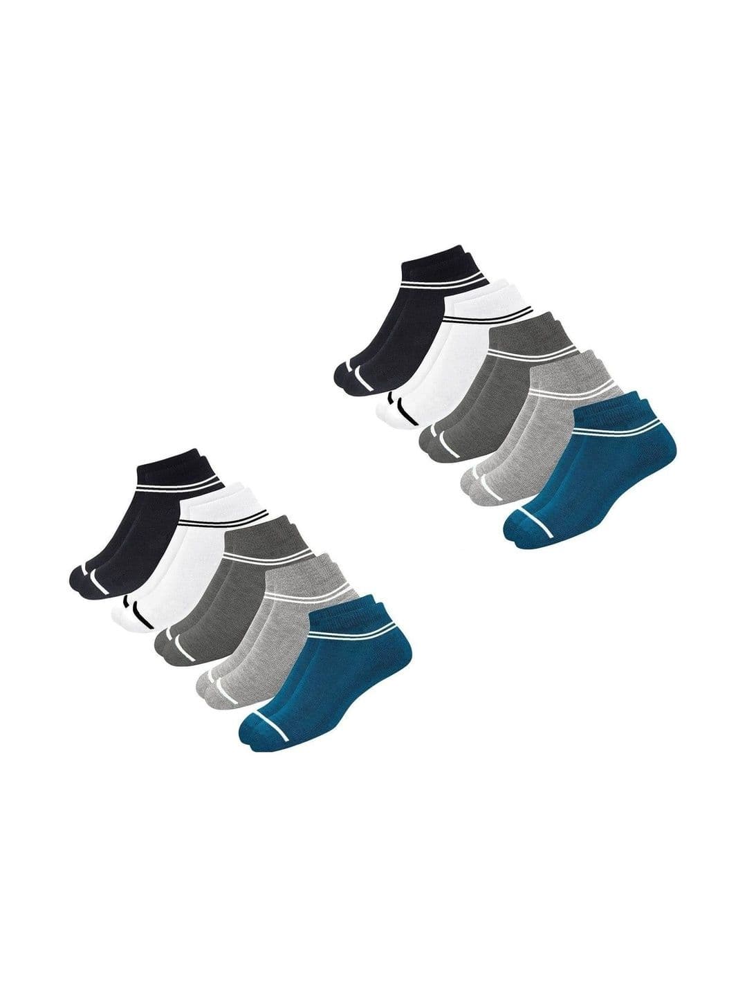 Akeeta Men Pack of 10 Cotton Assorted Striped Ankle Length Socks - view 1