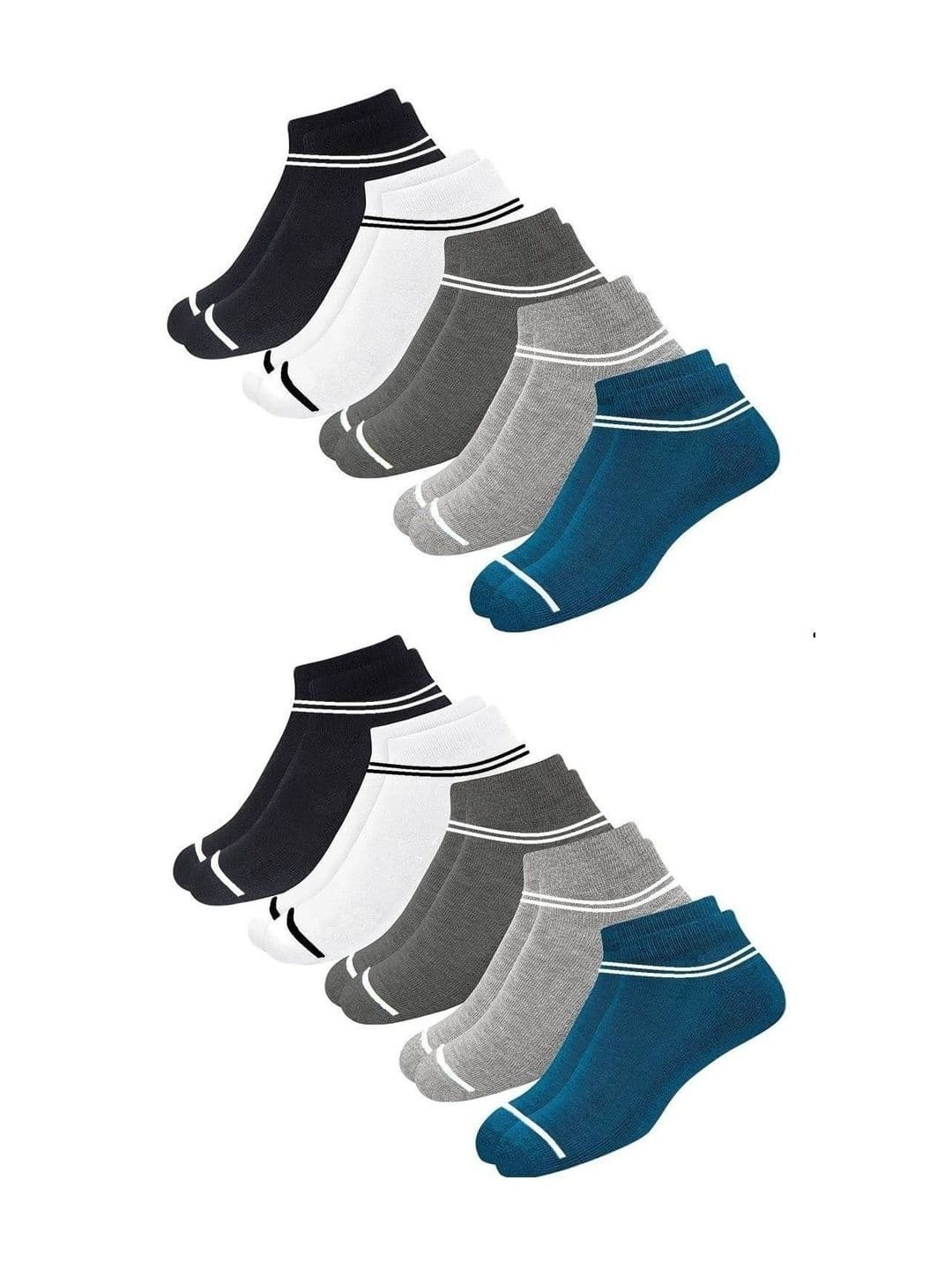 akeet trend Men Pack of 10 Cotton Assorted Striped Ankle Length Socks - view 1