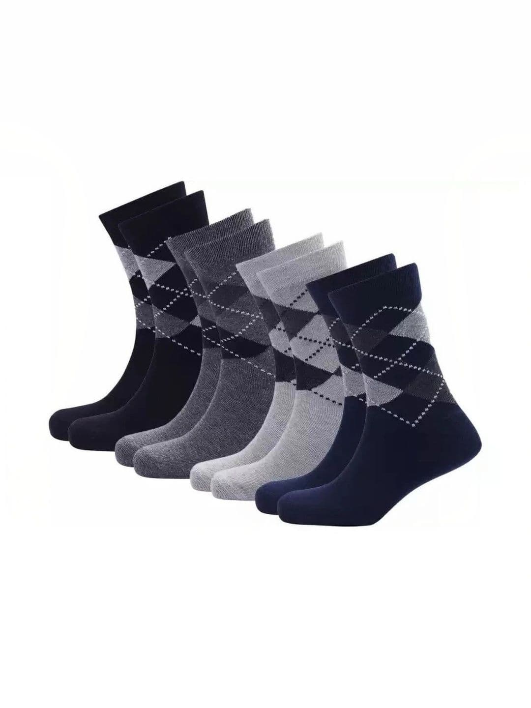 Akeeta Men Pack of 4 Cotton Assorted Patterned Calf Length Socks - view 1