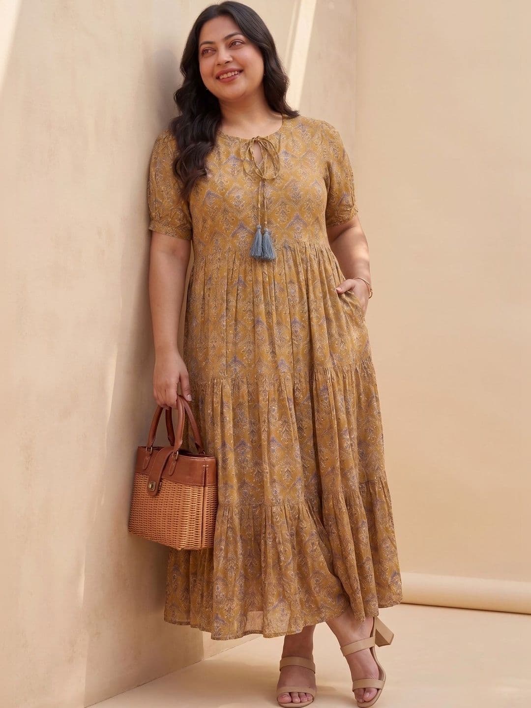 Sangria Ethnic Motifs Print A-Line Maxi Dress - view 1