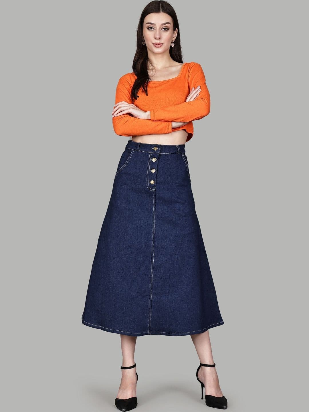 Roadster Women Denim Midi A-Line Skirt - view 1