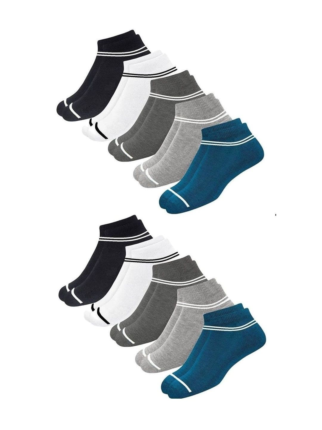 akeet trend Men Pack of 10 Cotton Assorted Striped Ankle Length Socks - view 1
