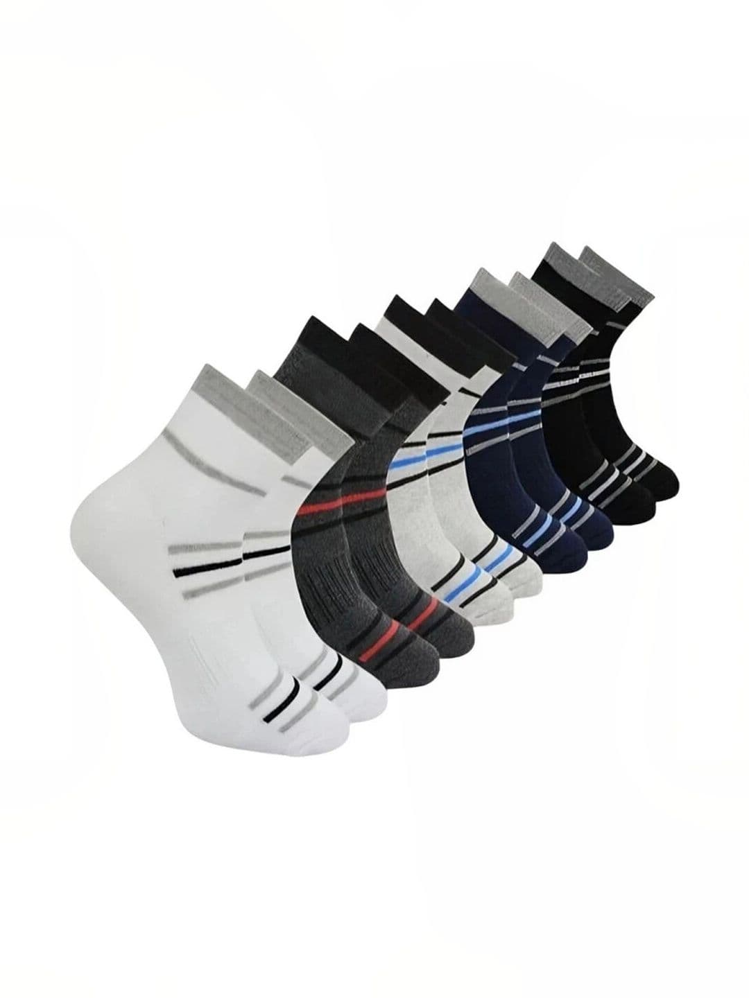 akeet trend Men Pack of 10 Cotton Assorted Striped Ankle Length Socks - view 1