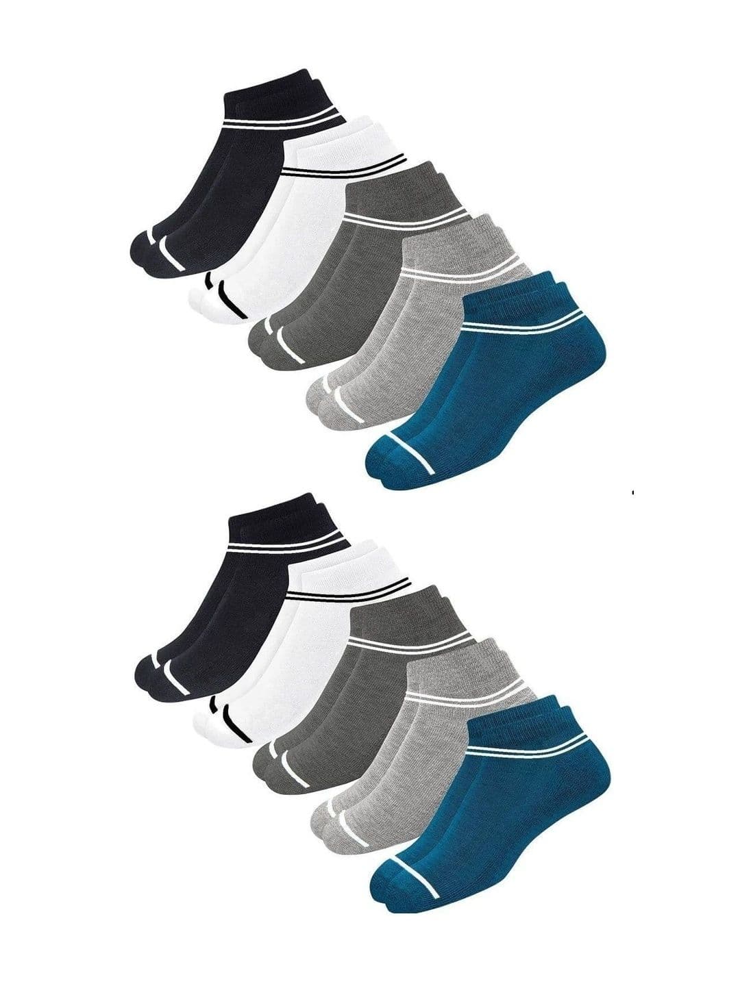 Akeeta Men Pack of 10 Cotton Assorted Colourblocked Ankle Length Socks - view 1