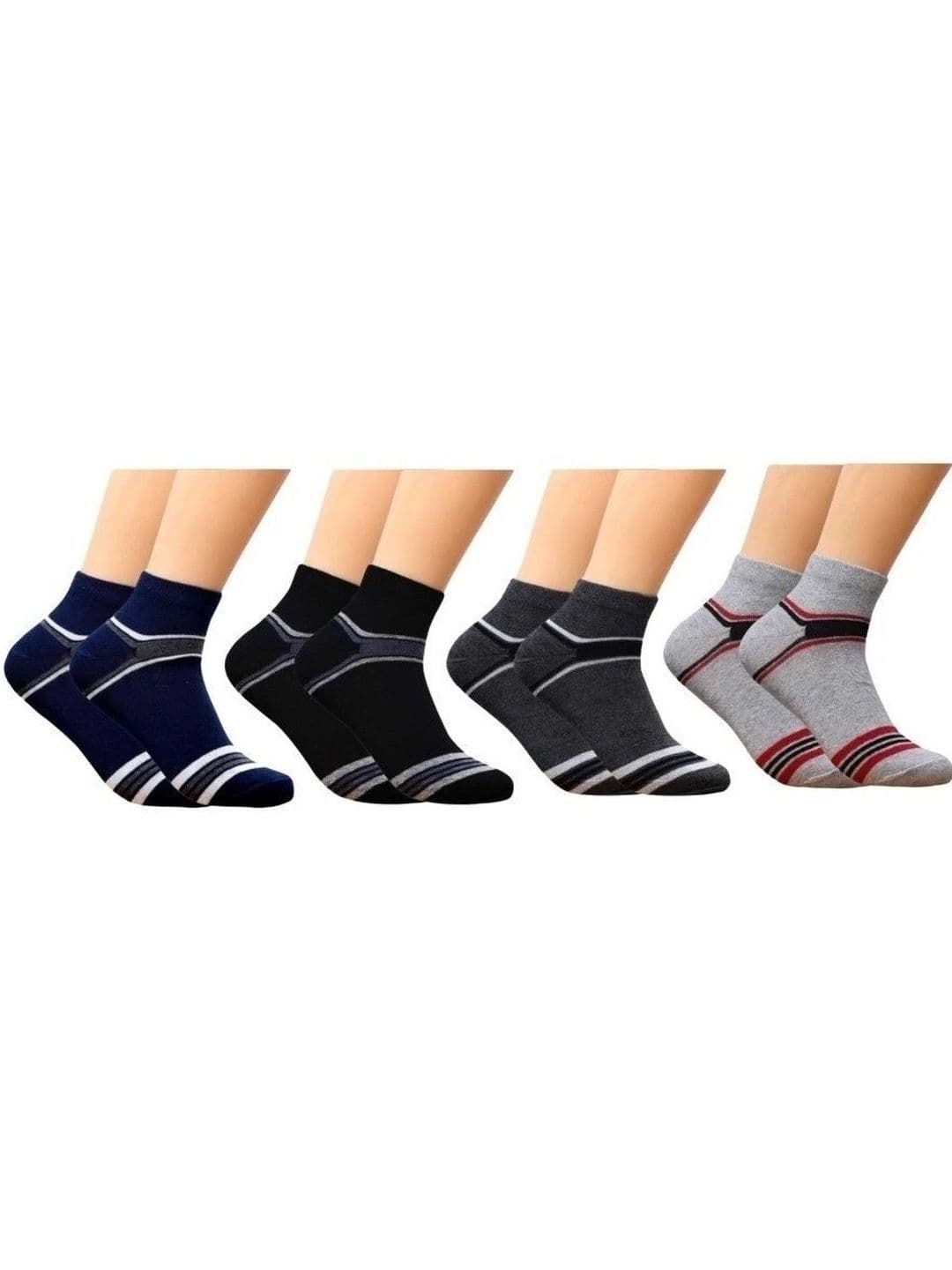 akeet trend Men Pack of 4 Cotton Assorted Striped Ankle Length Socks - view 1