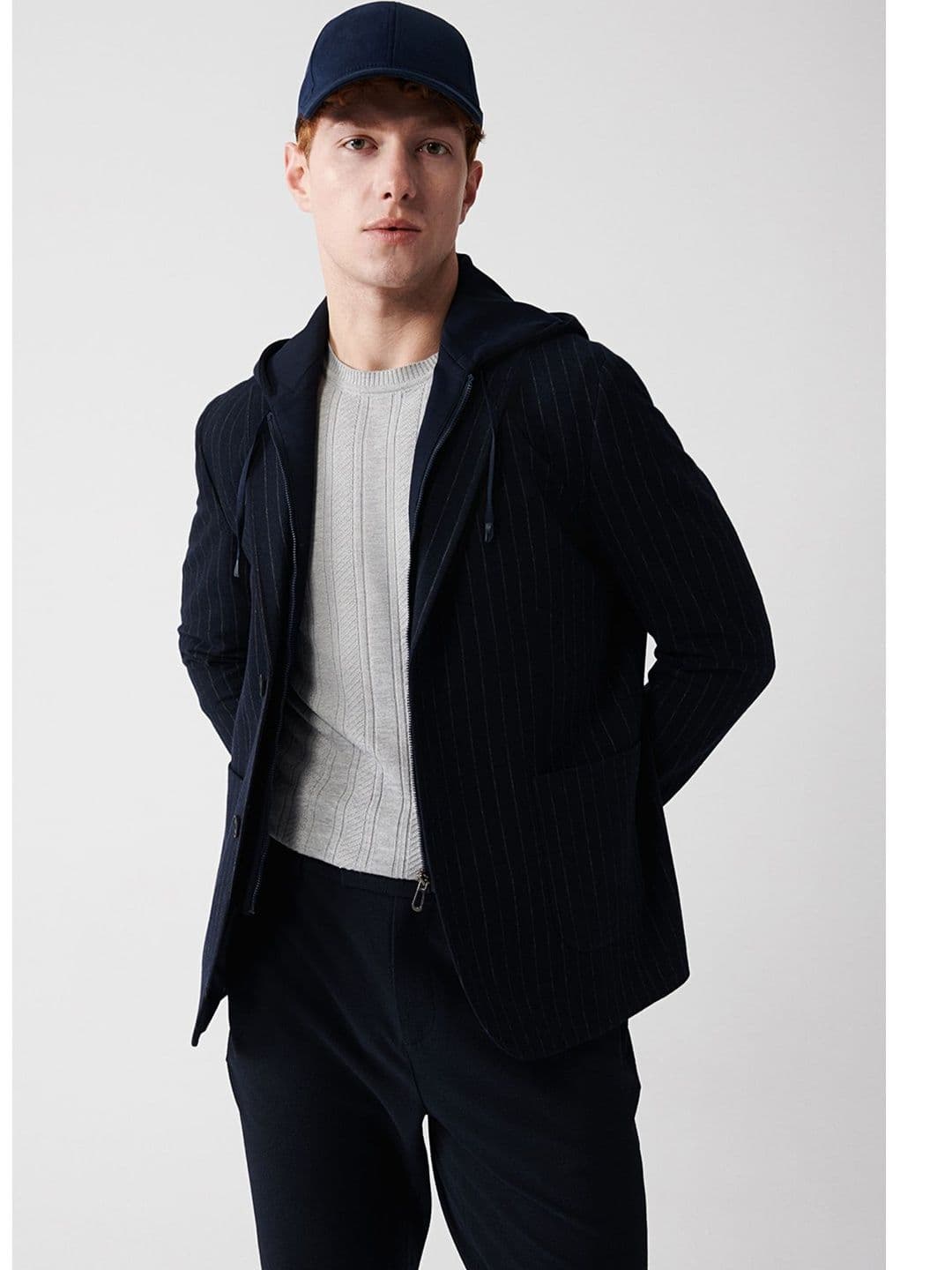 AVVA Men Striped Woollen Tailored Jacket - view 1