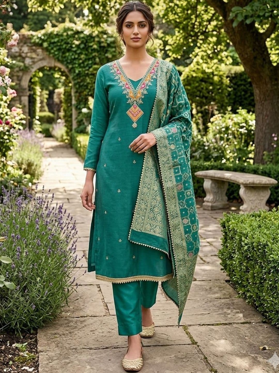 F 13 STUDIO Embroidered Unstitched Dress Material - view 1