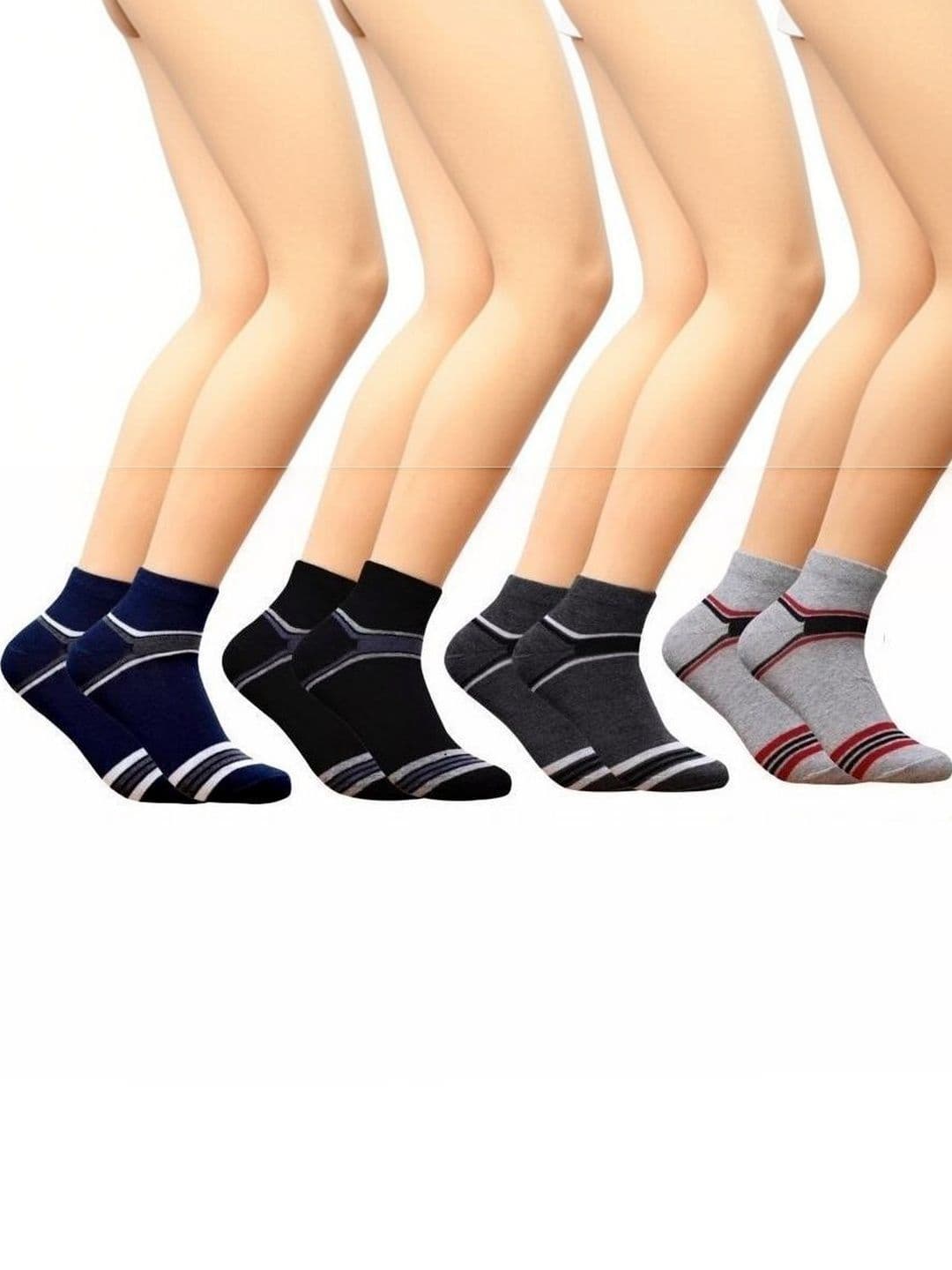 Akeeta Men Pack of 4 Cotton Assorted Striped Ankle Length Socks - view 1