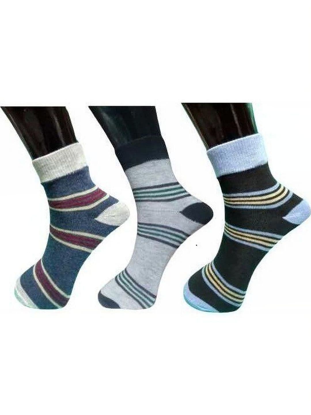 Akeeta Men Pack of 3 Cotton Assorted Striped Ankle Length Socks - view 1