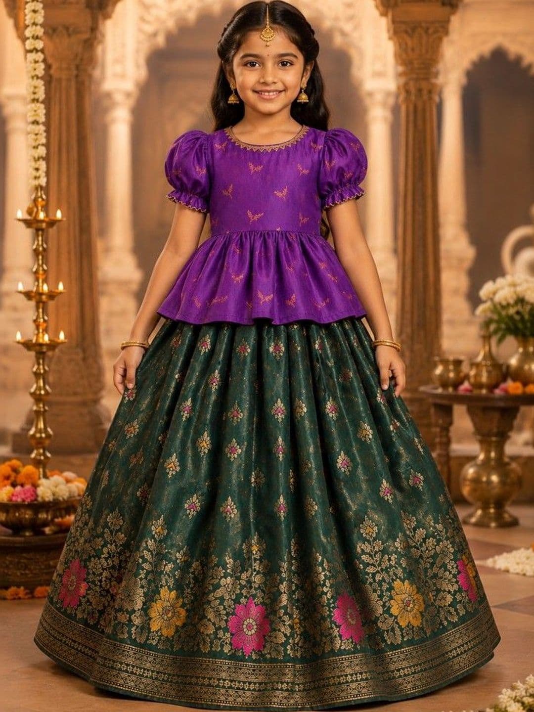 amzira Girls Embellished Ready to Wear Lehenga & - view 1