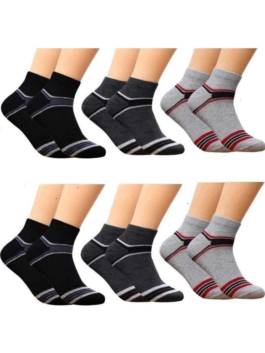 Akeeta Men Pack of 6 Cotton Assorted Striped Ankle Length Socks - view 1