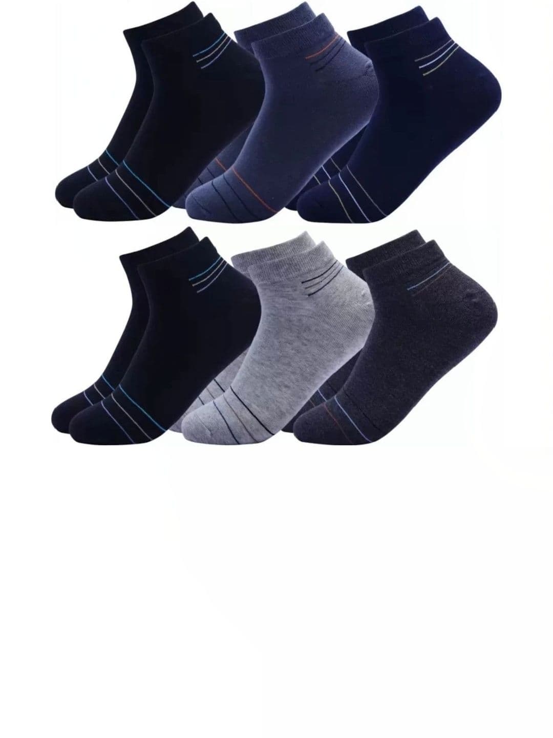 Akeeta Men Pack of 6 Cotton Assorted Striped Ankle Length Socks - view 1