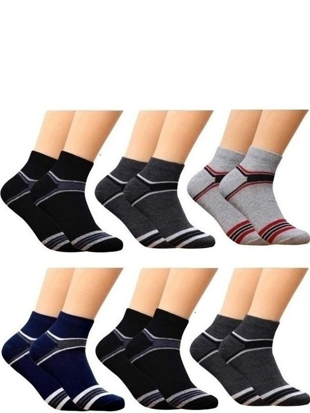 Akeeta Men Pack of 6 Cotton Assorted Striped Ankle Length Socks - view 1