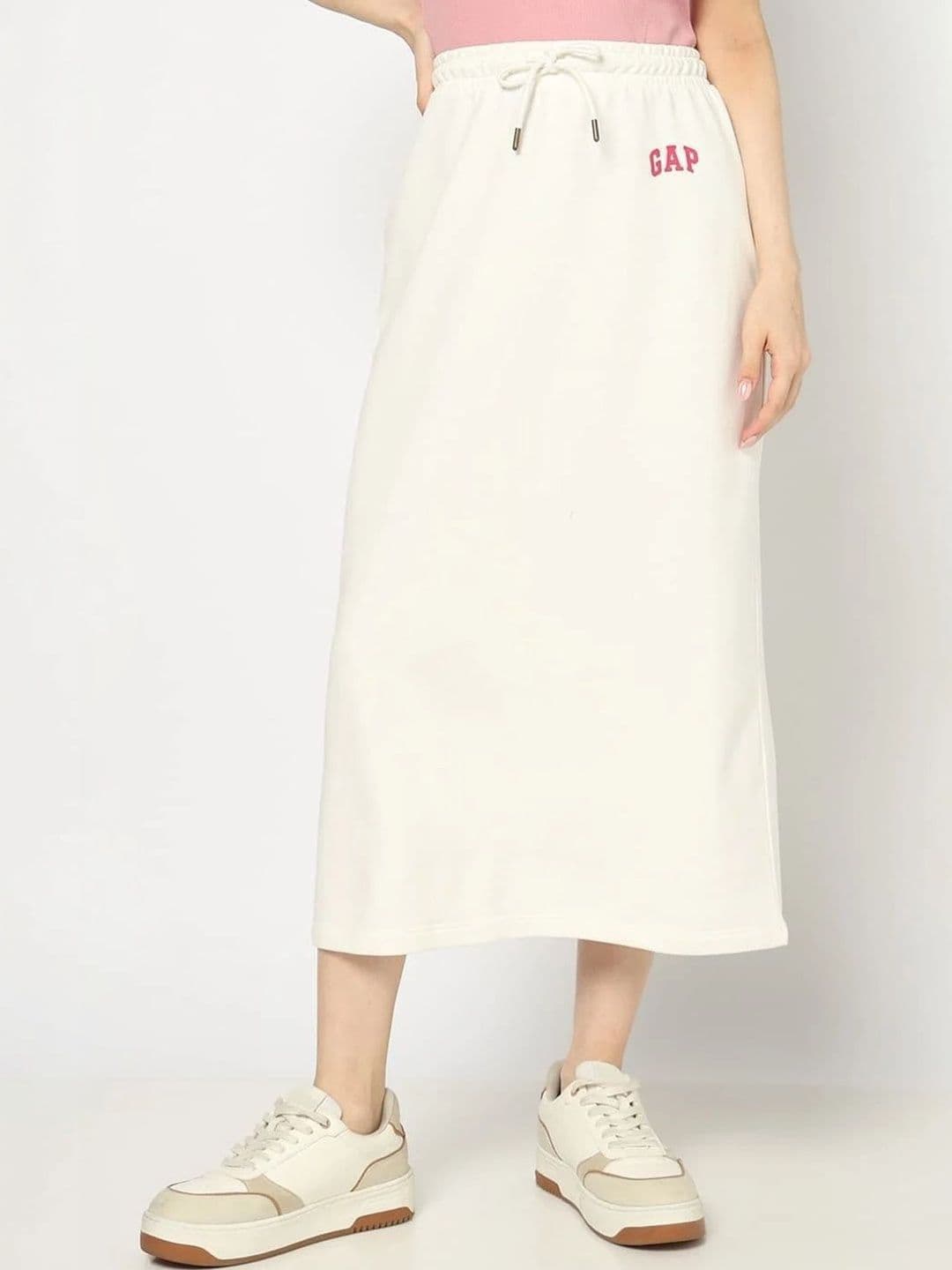 GAP Women Cotton Graphic Graphic Print Others Back Slit Midi Straight Skirt - view 1