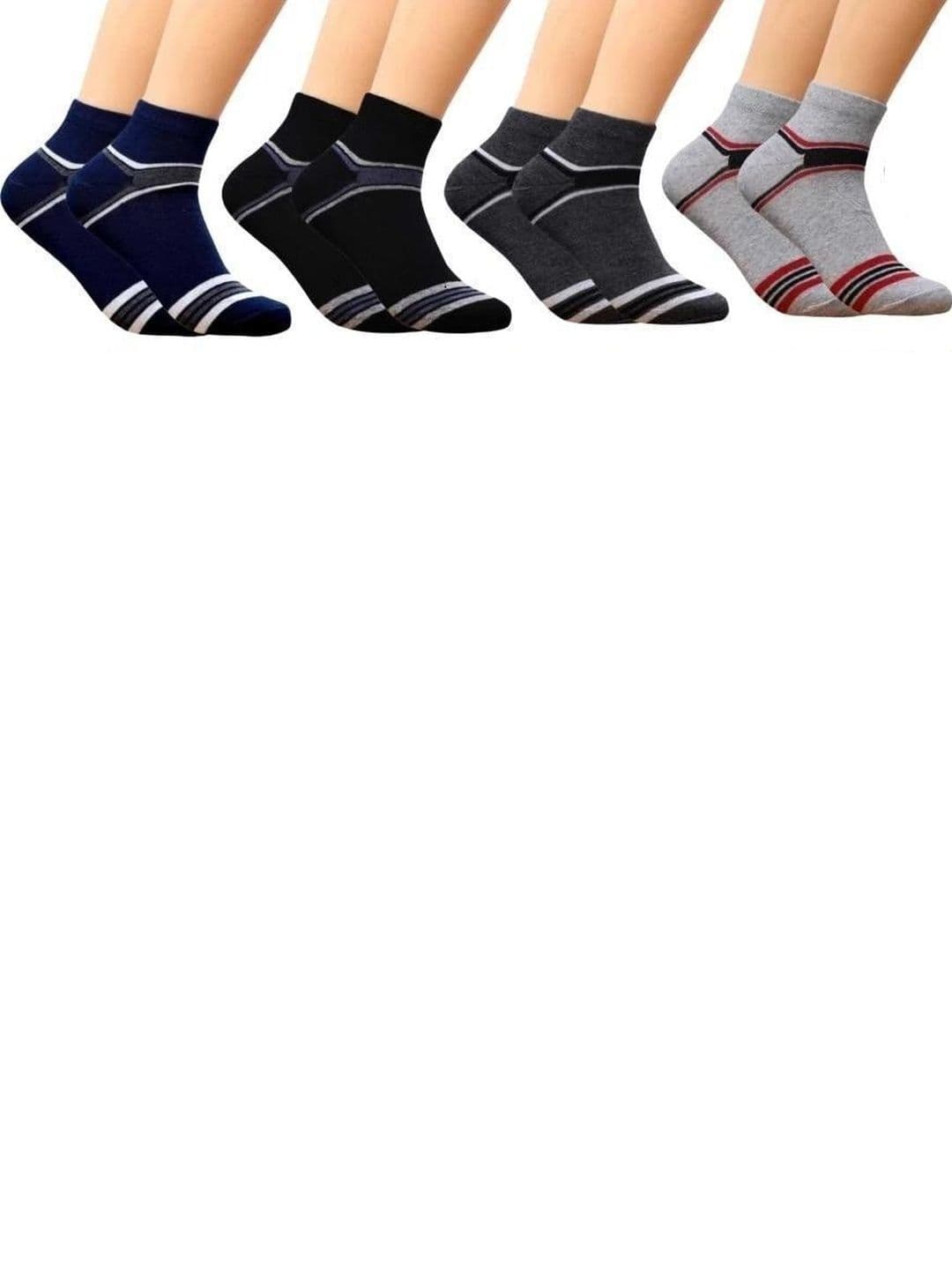 akeet trend Men Pack of 4 Cotton Assorted Striped Ankle Length Socks - view 1