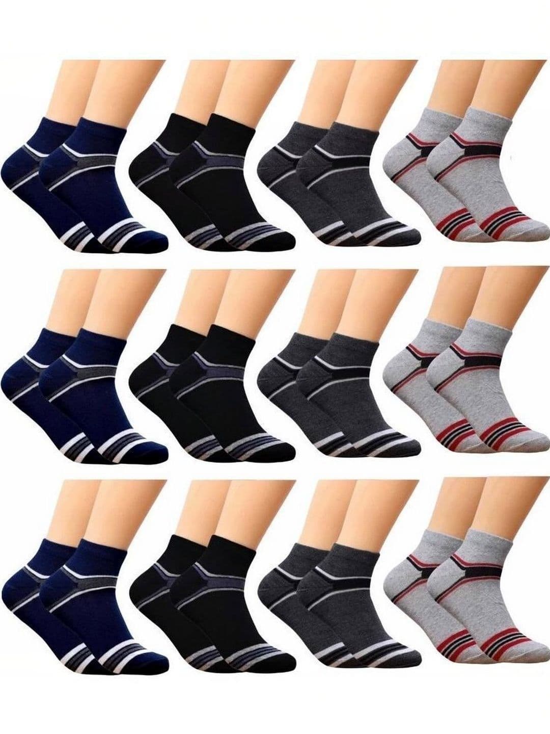 Akeeta Men Cotton Assorted Striped Ankle Length Socks - view 1
