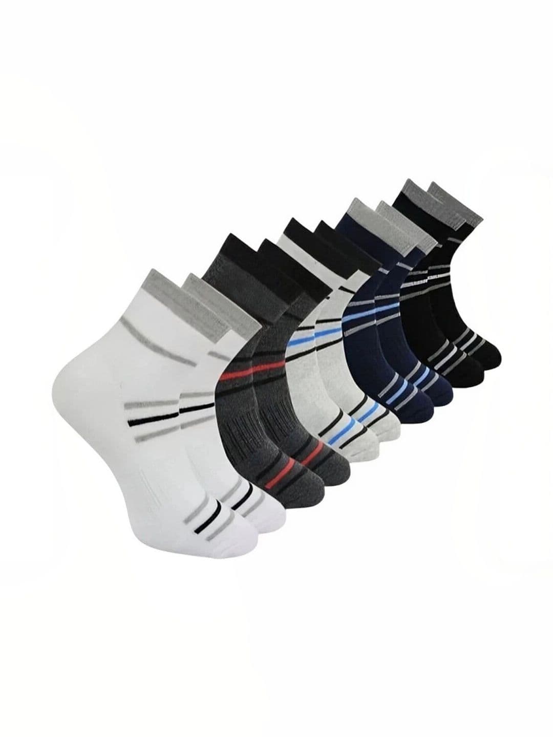 Akeeta Men Pack of 10 Cotton Assorted Striped Ankle Length Socks - view 1