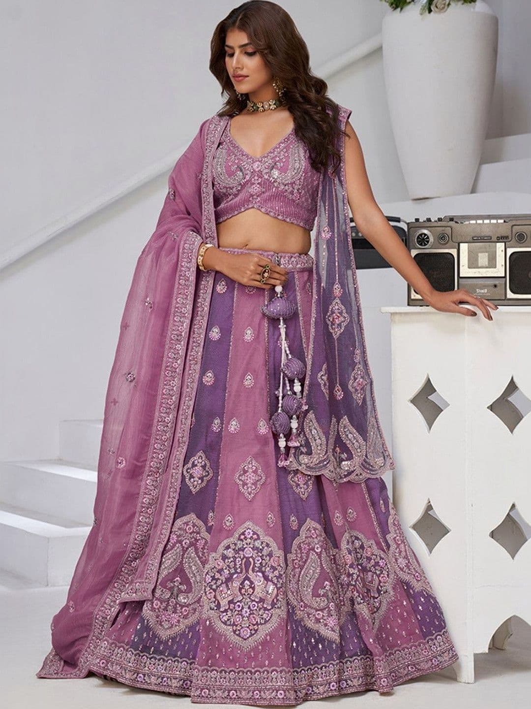 KESAR FAB Embellished Sequinned Semi-Stitched Lehenga & Blouse With Dupatta - view 1