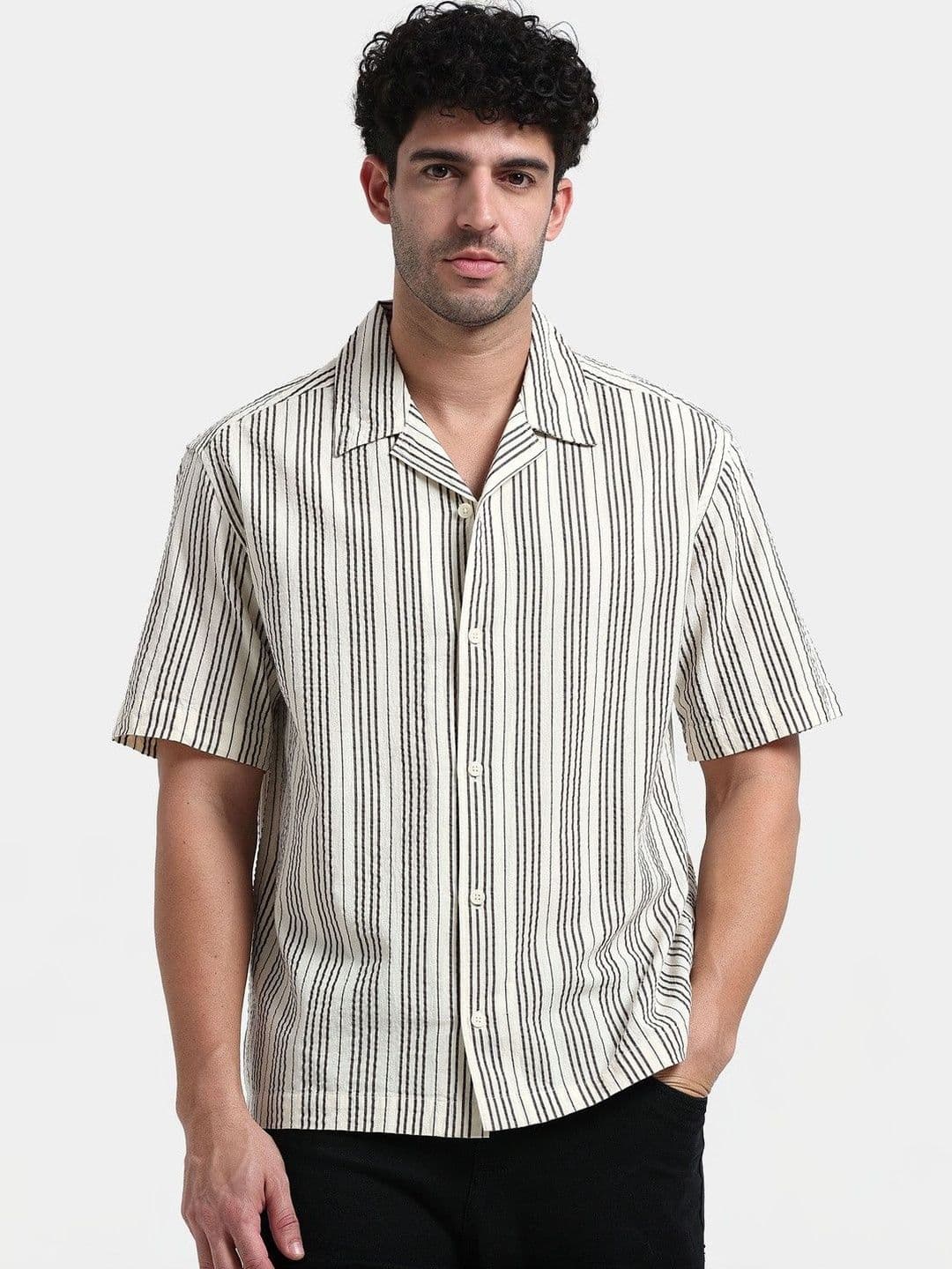 StitchX Men's Half Sleeve Textured Seersucker Pure Cotton Shirt - view 1