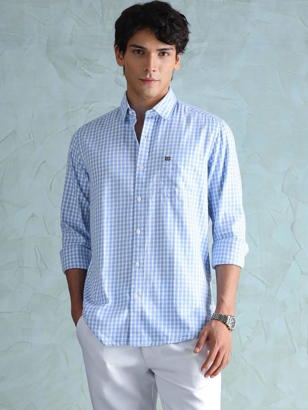 Arrow Sport Men Smart Spread Collar Gingham Checked Cotton Slim Fit Casual Shirt - view 1
