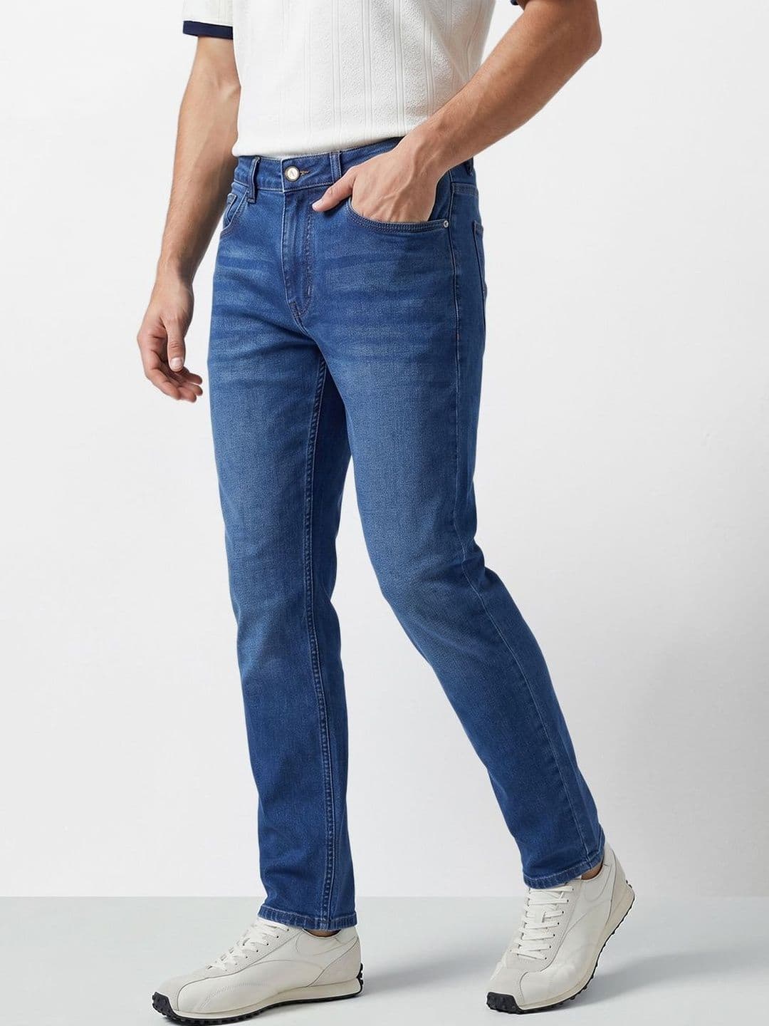 The Indian Garage Co Men Slim Fit Mid-Rise Light Fade Stretchable Jeans - view 1