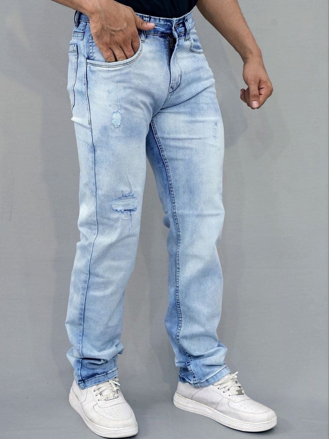 GEX Men Regular Fit Mid-Rise Mildly Distressed Light Fade Jeans - view 1