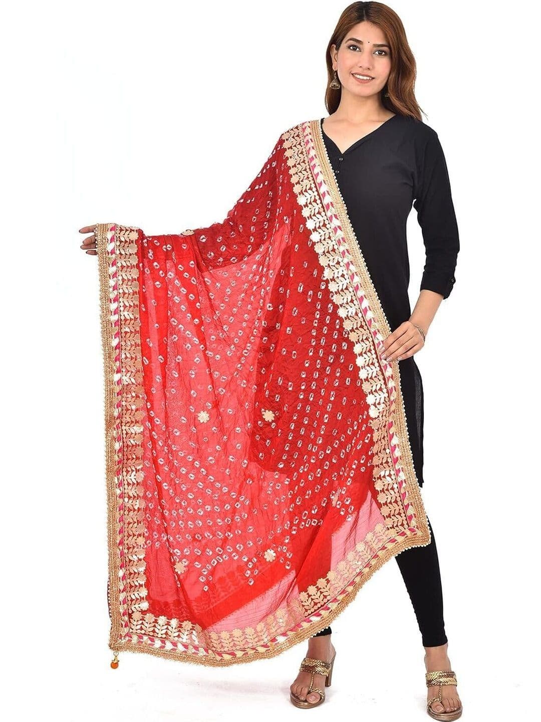 PK HUB Printed Art Silk Dupatta with Mirror Work - view 1