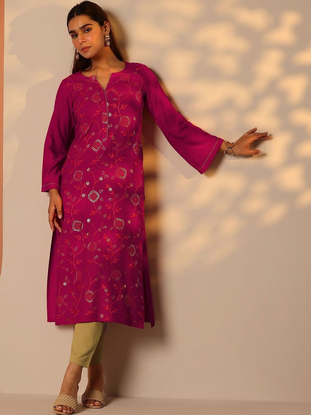 Gerua By Libas Women Embroidered Thread Work Kurta - view 1