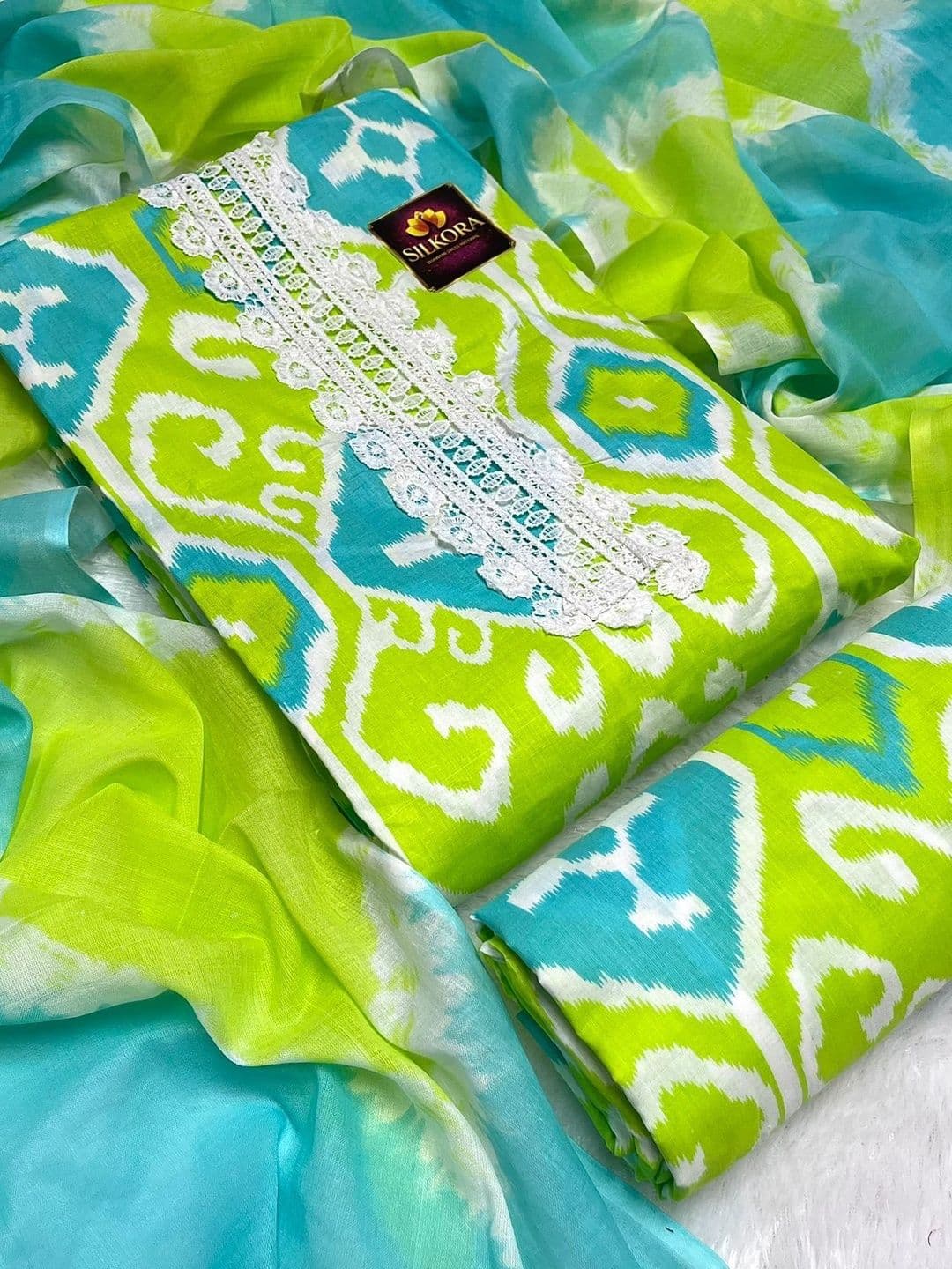 SILKORA Printed Pure Cotton Unstitched Dress Material - view 1