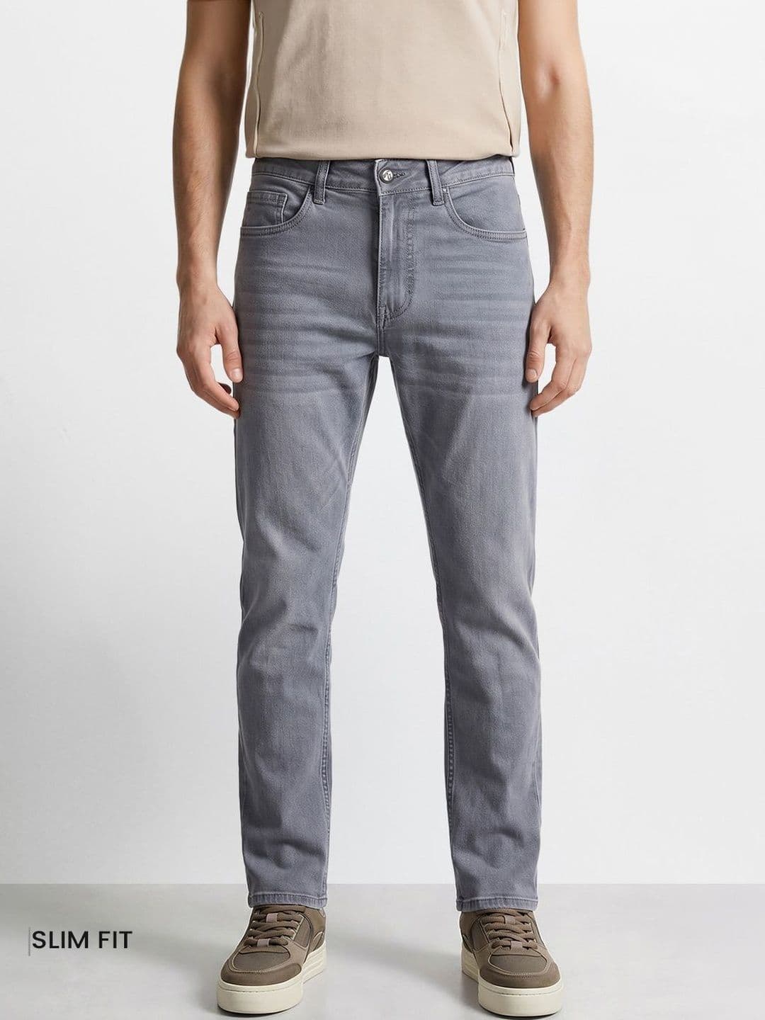 The Indian Garage Co Men Slim Fit Mid-Rise Light Fade Stretchable Jeans - view 1