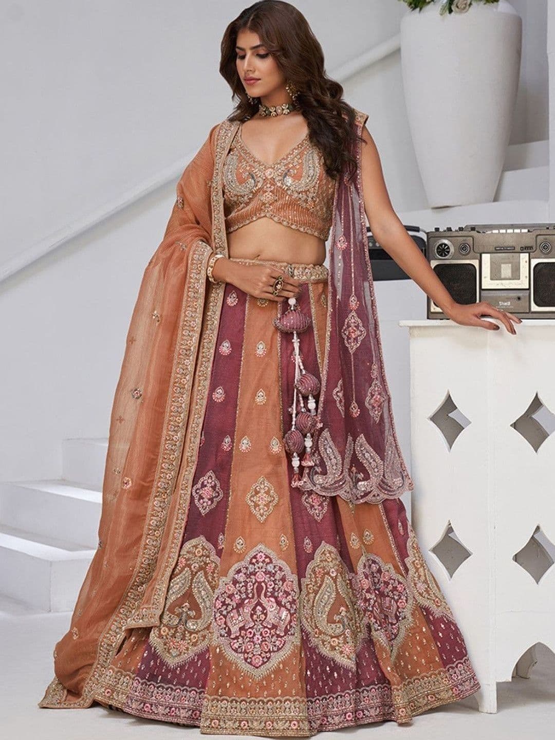 KESAR FAB Embellished Sequinned Semi-Stitched Lehenga & Blouse With Dupatta - view 1