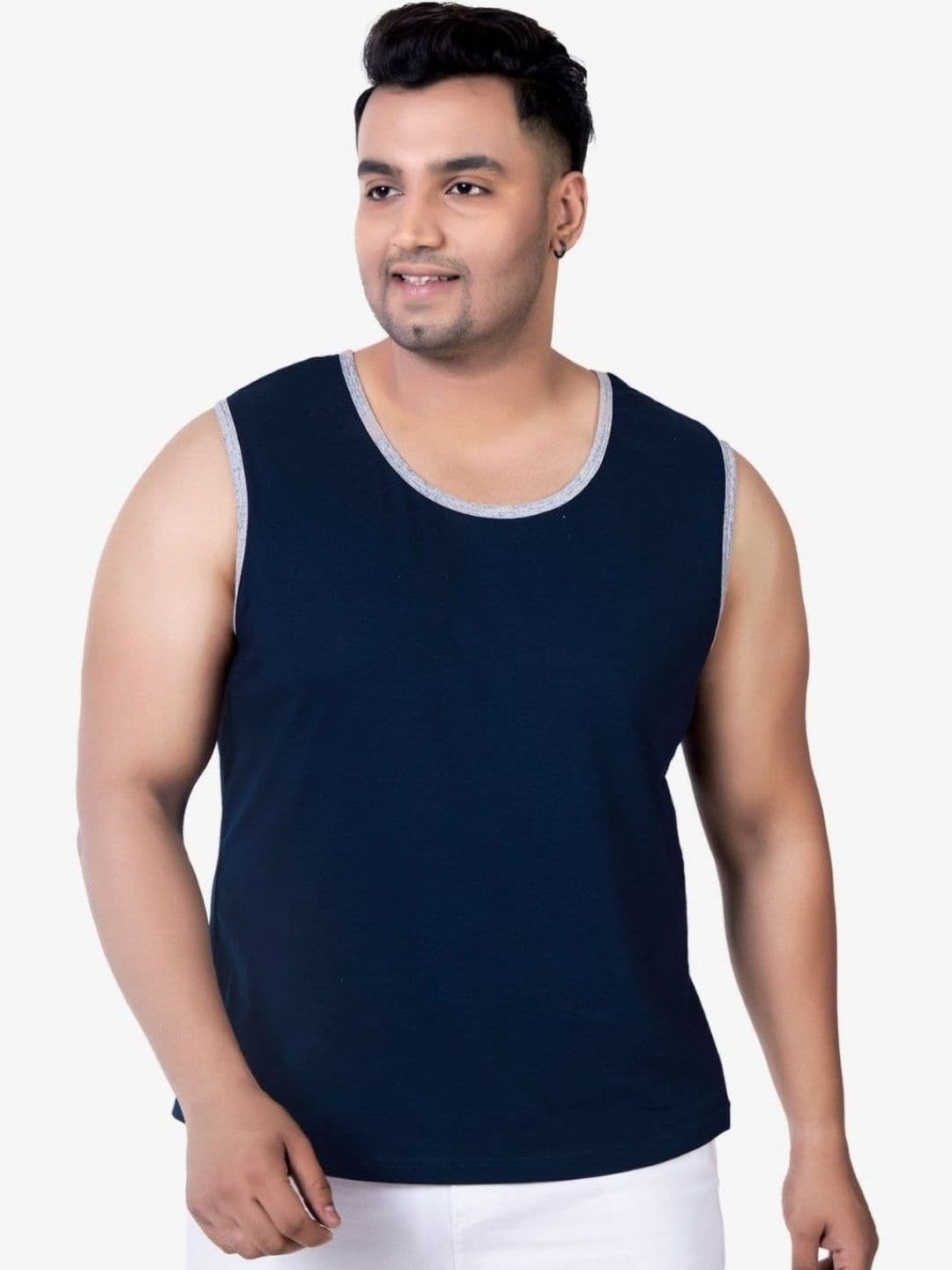Vaishvik Men Plus Size Solid Round Neck Cotton T-shirt - view 1