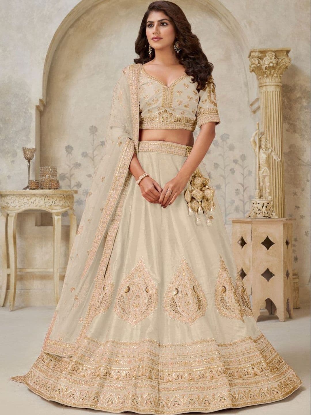 KESAR FAB Embellished Sequinned Semi-Stitched Lehenga & Blouse With Dupatta - view 1