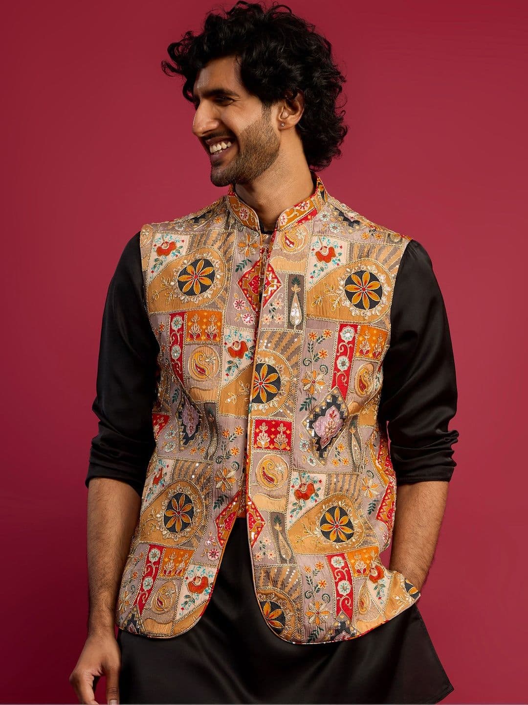 VASTRAMAY Men Embroidered Nehru Jacket - view 1
