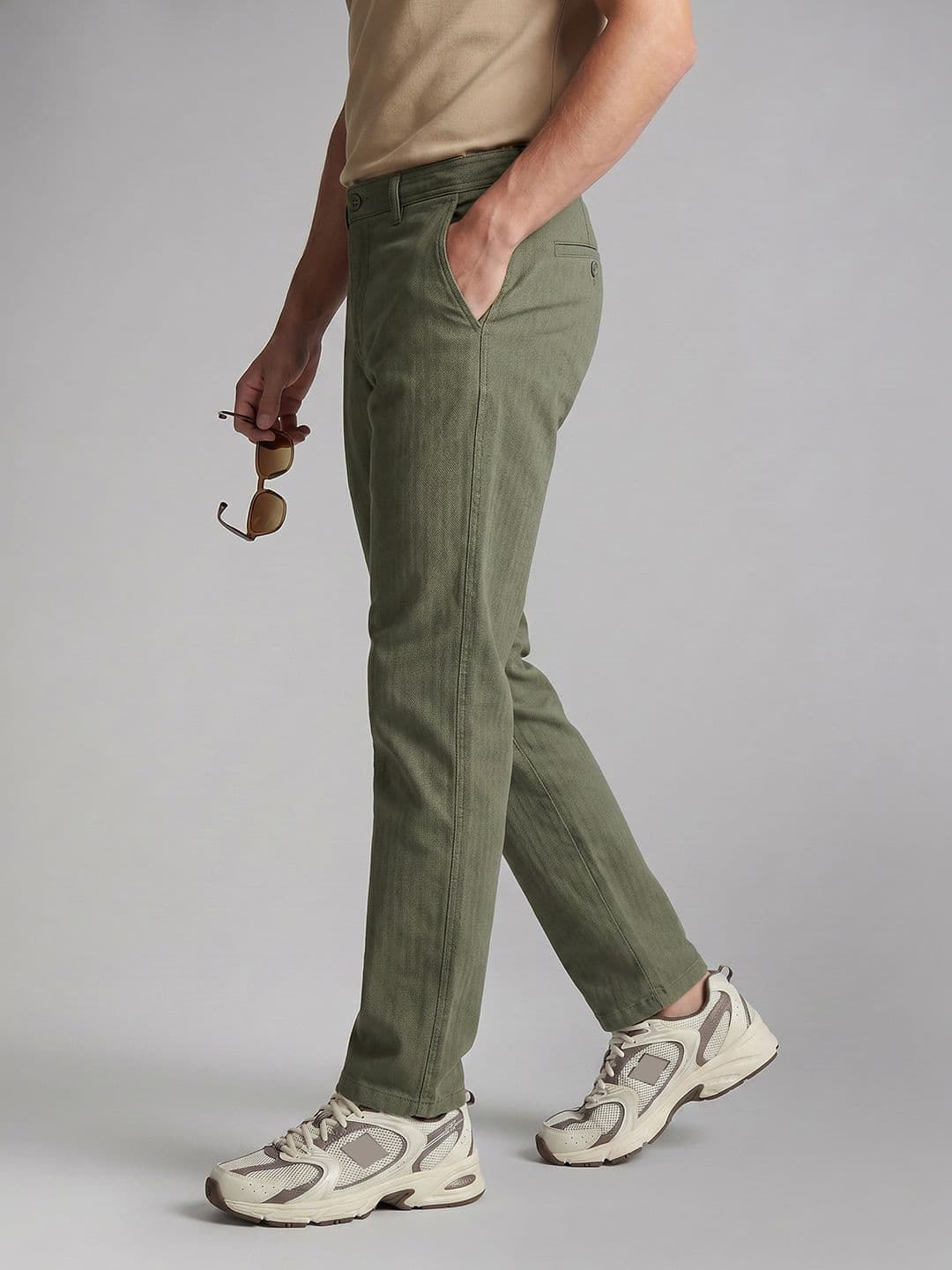 Louis Philippe Jeans Men Straight Fit Pure Cotton Chinos Trousers - view 1