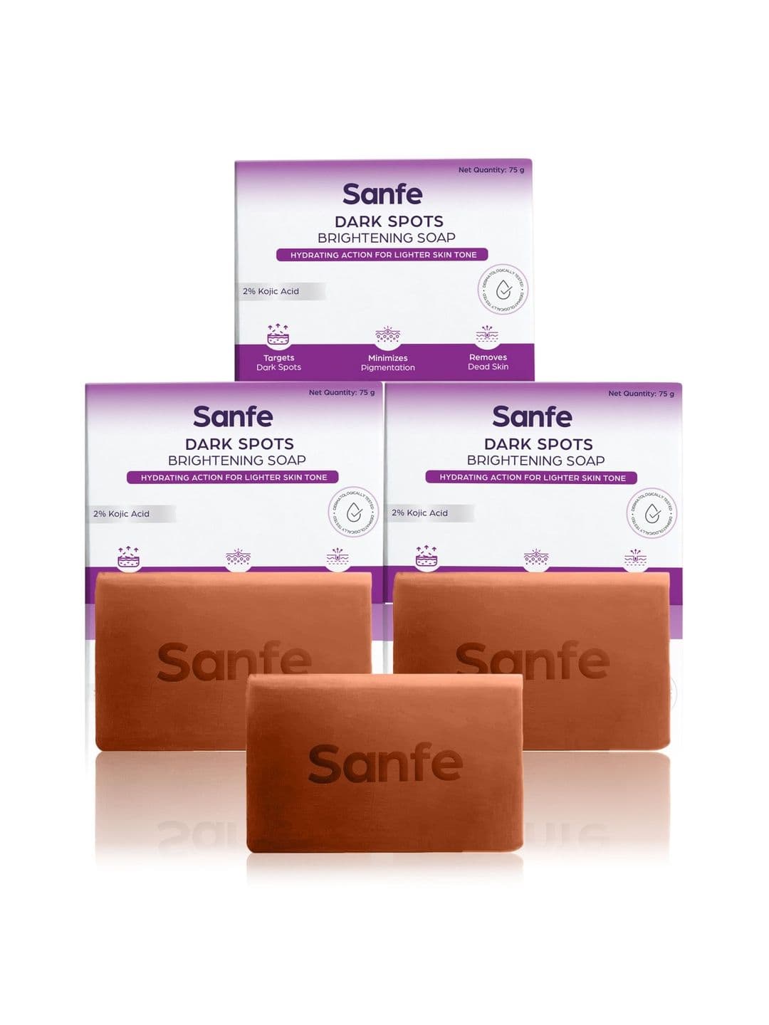 Sanfe Set of 3 Dark Spots Brightening Soap with Kojic Acid - 75 g each - view 1